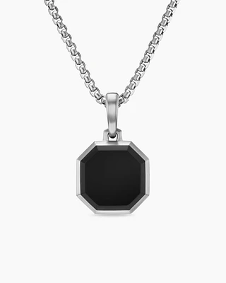 Faceted Stone Amulet in Sterling Silver with Black Onyx, 16mm