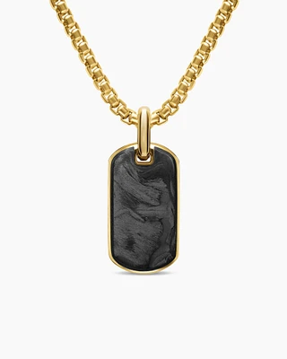 Streamline® Tag in 18K Yellow Gold with Forged Carbon, 21.2mm