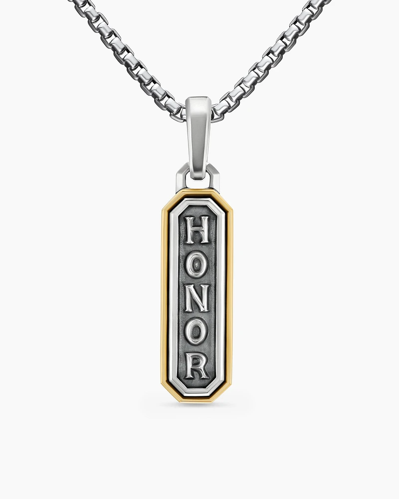 Honor Amulet in Sterling Silver with 14K Yellow Gold, 27mm