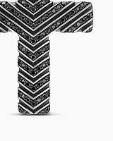 Chevron Cross Pendant in Sterling Silver with Black Diamonds, 36mm