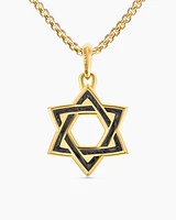 Star of David Amulet in 18K Yellow Gold with Forged Carbon, 25mm