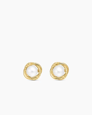 Infinity Pearl Stud Earrings in 18K Yellow Gold, 10mm