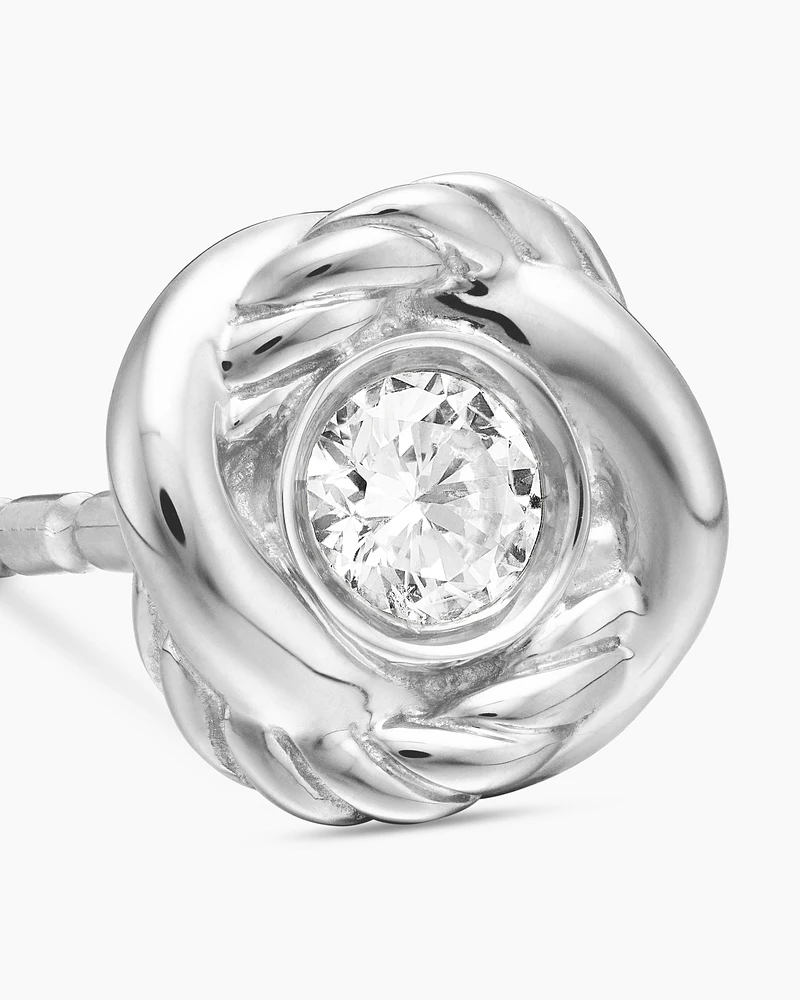 Infinity Stud Earrings in 18K White Gold with Diamonds, 6.8mm