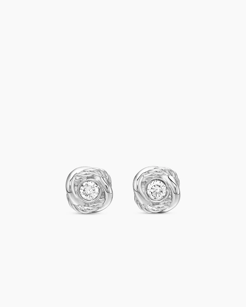 Infinity Stud Earrings in 18K White Gold with Diamonds, 6.8mm