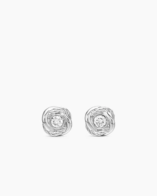 Infinity Stud Earrings in 18K White Gold with Diamonds, 6.8mm
