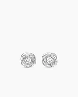 Infinity Stud Earrings in 18K White Gold with Diamonds, 6.8mm