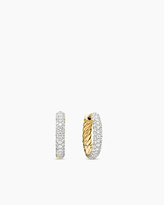 Petite Infinity Huggie Hoop Earrings in 18K Yellow Gold with Diamonds, 3mm