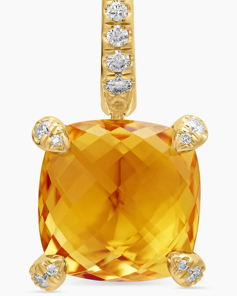 Chatelaine Drop Earrings in 18K Yellow Gold with Diamonds, 11mm
