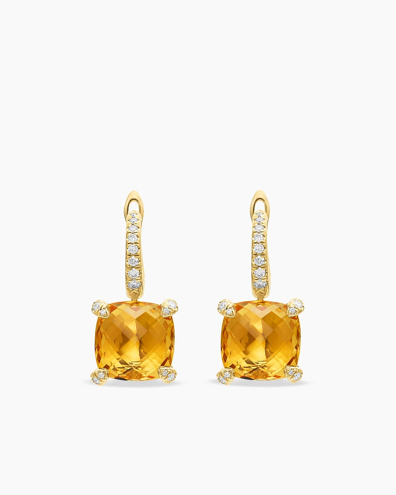 Chatelaine Drop Earrings in 18K Yellow Gold with Diamonds, 11mm