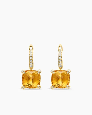 Chatelaine Drop Earrings in 18K Yellow Gold with Diamonds, 11mm