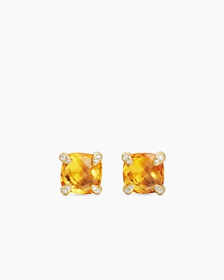 Petite Chatelaine Stud Earrings with 18K Yellow Gold and Diamonds, 5mm
