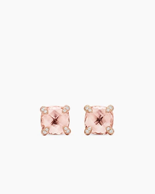 Petite Chatelaine Stud Earrings with 18K Rose Gold and Diamonds, 5mm