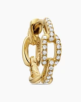 Stax Chain Link Huggie Hoop Earrings in 18K Yellow Gold with Diamonds, 12.5mm