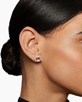 Chatelaine® Pavé Bezel Stud Earrings in 18K Rose Gold with Morganite and Diamonds, 8mm