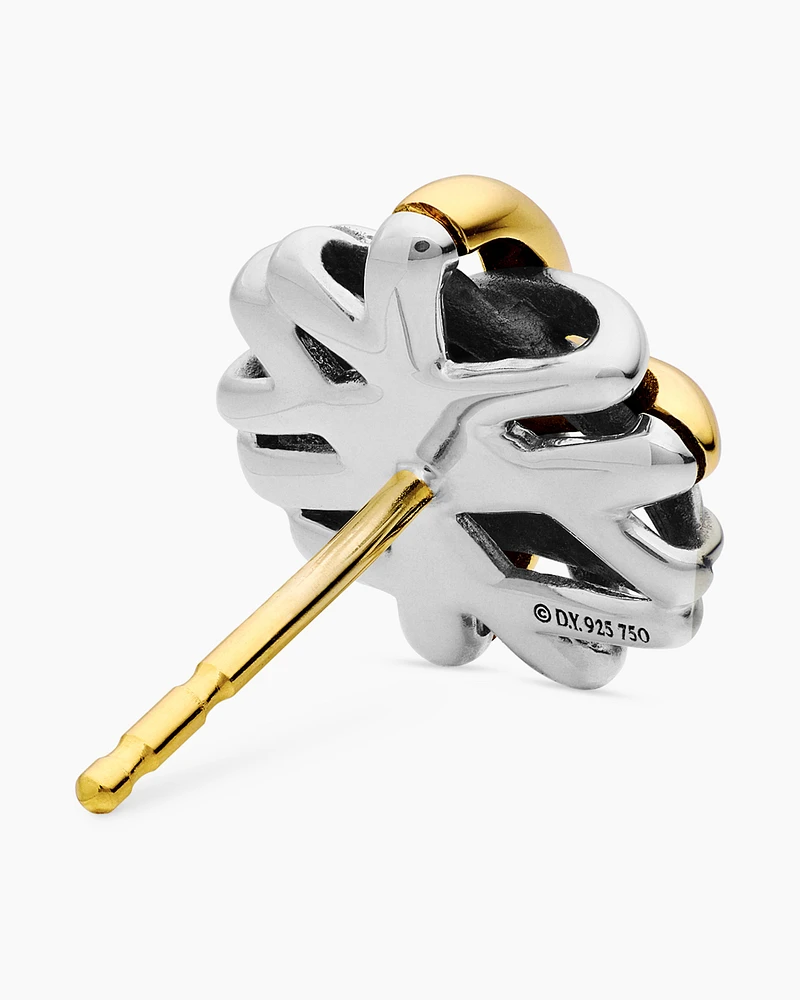 Crossover Stud Earrings in Sterling Silver with 18K Yellow Gold, 11mm