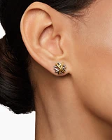 Crossover Stud Earrings in Sterling Silver with 18K Yellow Gold, 11mm