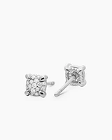 Petite Chatelaine Stud Earrings in 18K White Gold with Pavé, 5mm