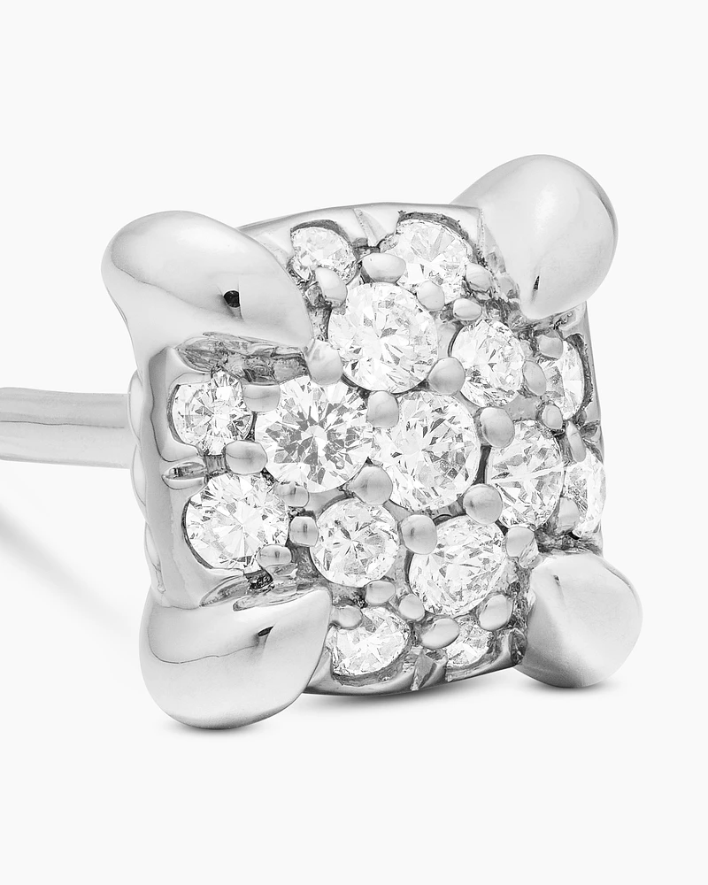 Petite Chatelaine Stud Earrings in 18K White Gold with Pavé, 5mm