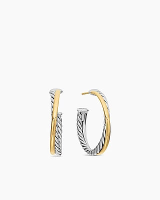 Crossover Hoop Earrings in Sterling Silver with 18K Yellow Gold