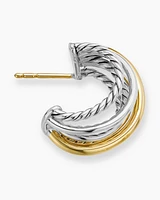Crossover Shrimp Earrings in 18K Yellow Gold with Diamonds, 19.5mm