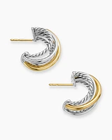 Crossover Shrimp Earrings in 18K Yellow Gold with Diamonds, 19.5mm