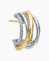 Crossover Shrimp Earrings in 18K Yellow Gold with Diamonds, 19.5mm