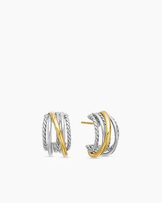 Crossover Shrimp Earrings in 18K Yellow Gold with Diamonds, 19.5mm