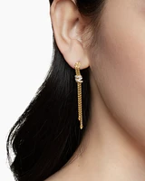 Helena Box Chain Drop Earrings in 18K Yellow Gold with Diamonds, 52.8mm