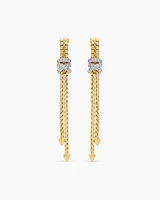 Helena Box Chain Drop Earrings in 18K Yellow Gold with Diamonds, 52.8mm