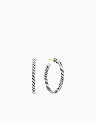 Cable Edge™ Hoop Earrings in Recycled Sterling Silver