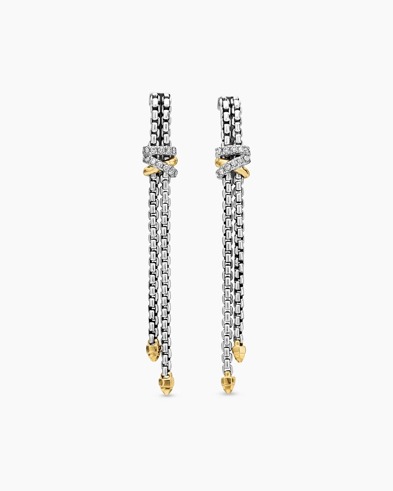Helena Chain Drop Earrings with 18K Yellow Gold and Diamonds, 50.8mm
