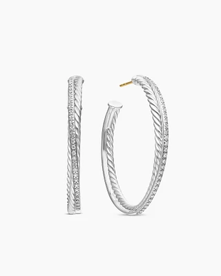 Crossover Hoop Earrings with Diamonds