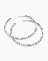 Pavé Hoop Earrings in Sterling Silver with Diamonds
