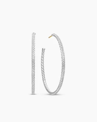 Pavé Hoop Earrings in Sterling Silver with Diamonds