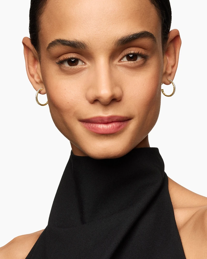 Pavé Hoop Earrings in 18K Yellow Gold with Diamonds