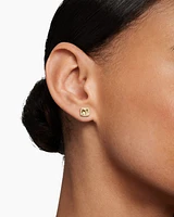 Petite Chatelaine® Pavé Bezel Stud Earrings in 18K Yellow Gold with Champagne Citrine and Diamonds, 5mm
