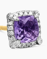 Petite Chatelaine® Pavé Bezel Stud Earrings in Sterling Silver with Amethyst and Diamonds, 5mm
