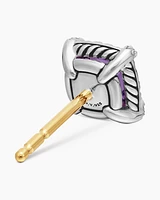 Petite Chatelaine® Pavé Bezel Stud Earrings in Sterling Silver with Amethyst and Diamonds, 5mm