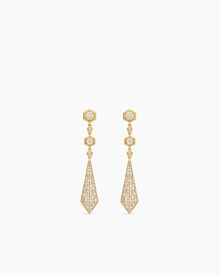 Modern Renaissance Drop Earrings in 18K Yellow Gold with Diamonds, 30mm