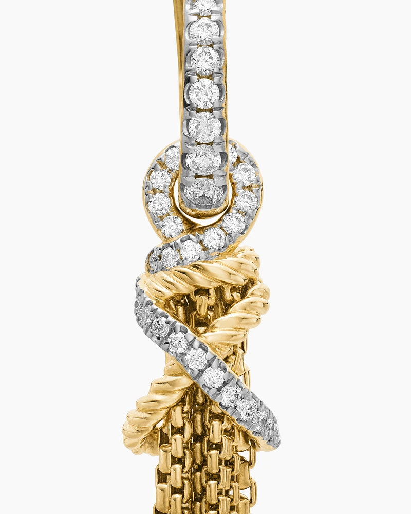 Helena Chain Tassel Earrings in 18K Yellow Gold with Diamonds, 76mm