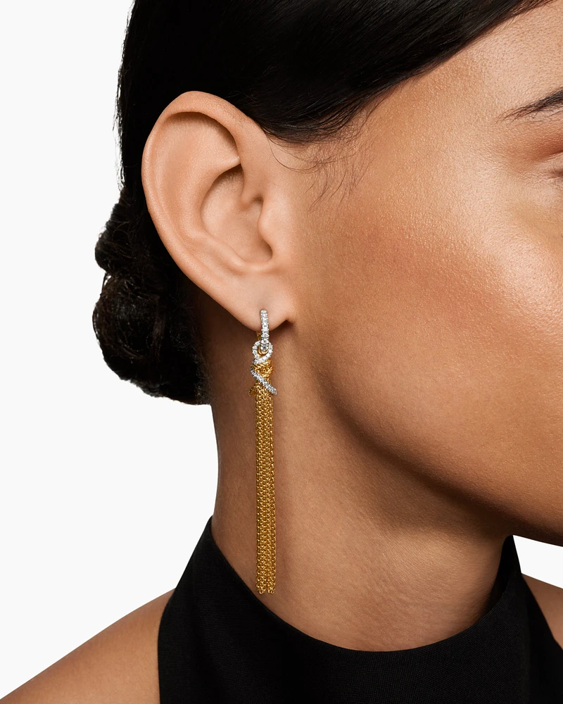 Helena Chain Tassel Earrings in 18K Yellow Gold with Diamonds, 76mm