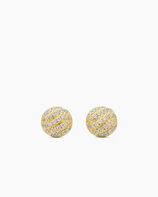 Cable Collectibles® Stud Earrings in 18K Yellow Gold with Diamonds, 8mm