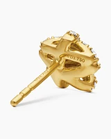 Pavé Crossover Stud Earrings in 18K Yellow Gold with Diamonds, 9mm