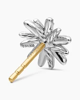 Petite Starburst Stud Earrings in Sterling Silver with Diamonds, 10mm