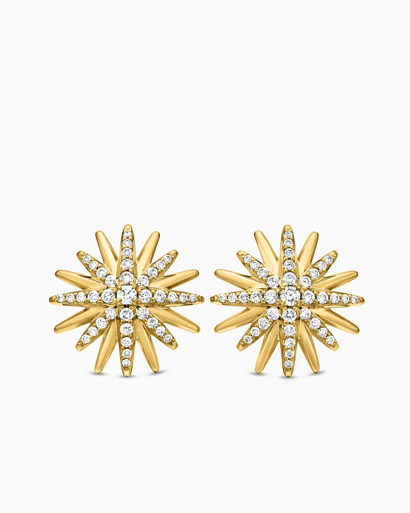 Starburst Stud Earrings in 18K Yellow Gold with Diamonds