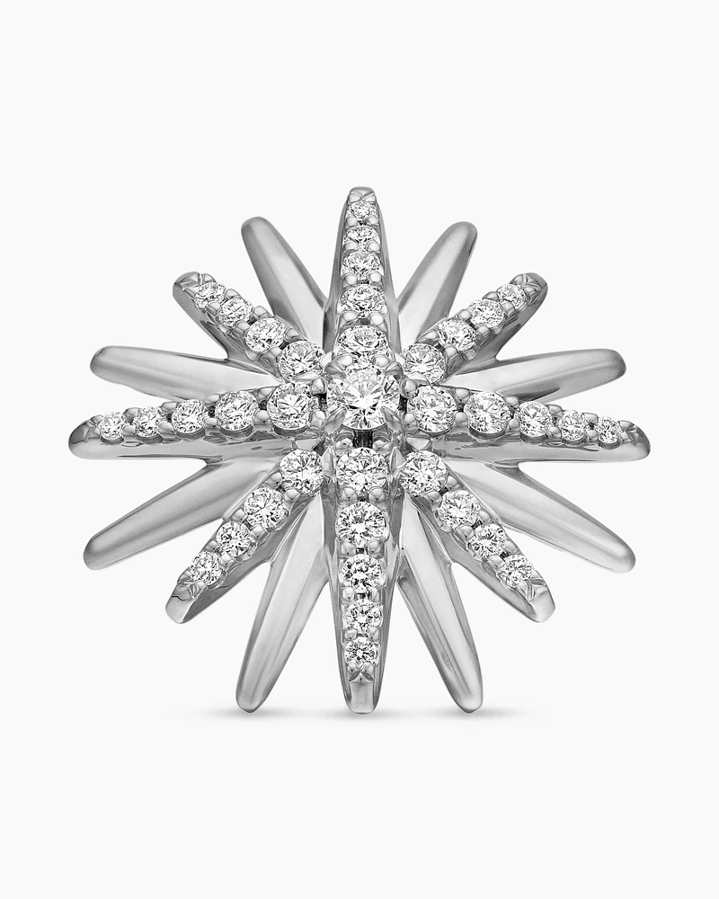 Starburst Stud Earrings in Sterling Silver with Diamonds, 19mm