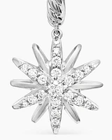 Starburst Drop Earrings in Sterling Silver with Diamonds, 25mm