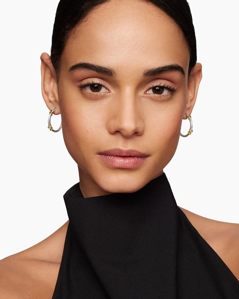Petite Helena Wrap Hoop Earrings in Sterling Silver with 18K Yellow Gold and Diamonds