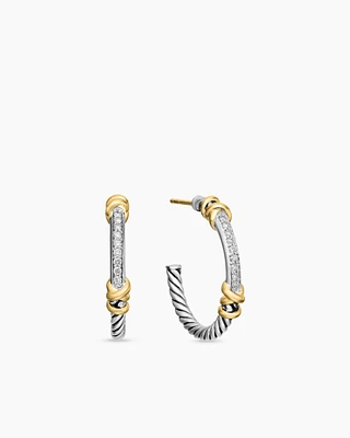 Petite Helena Wrap Hoop Earrings in Sterling Silver with 18K Yellow Gold and Diamonds