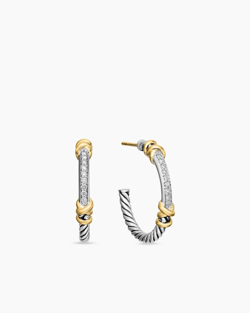Petite Helena Wrap Hoop Earrings in Sterling Silver with 18K Yellow Gold and Diamonds